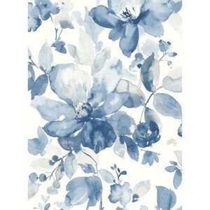 NextWall -  Bluestone Watercolor Flower Peel and Stic Blue